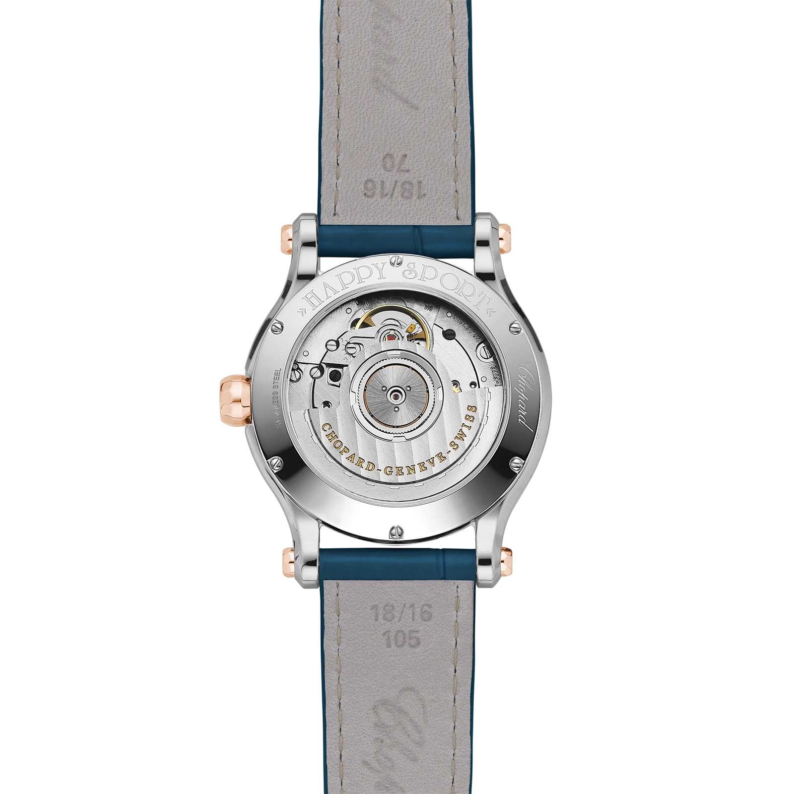 Chopard Happy Sport 36mm, Automatic, Ethical Rose Gold, Lucent Steel™, Diamonds