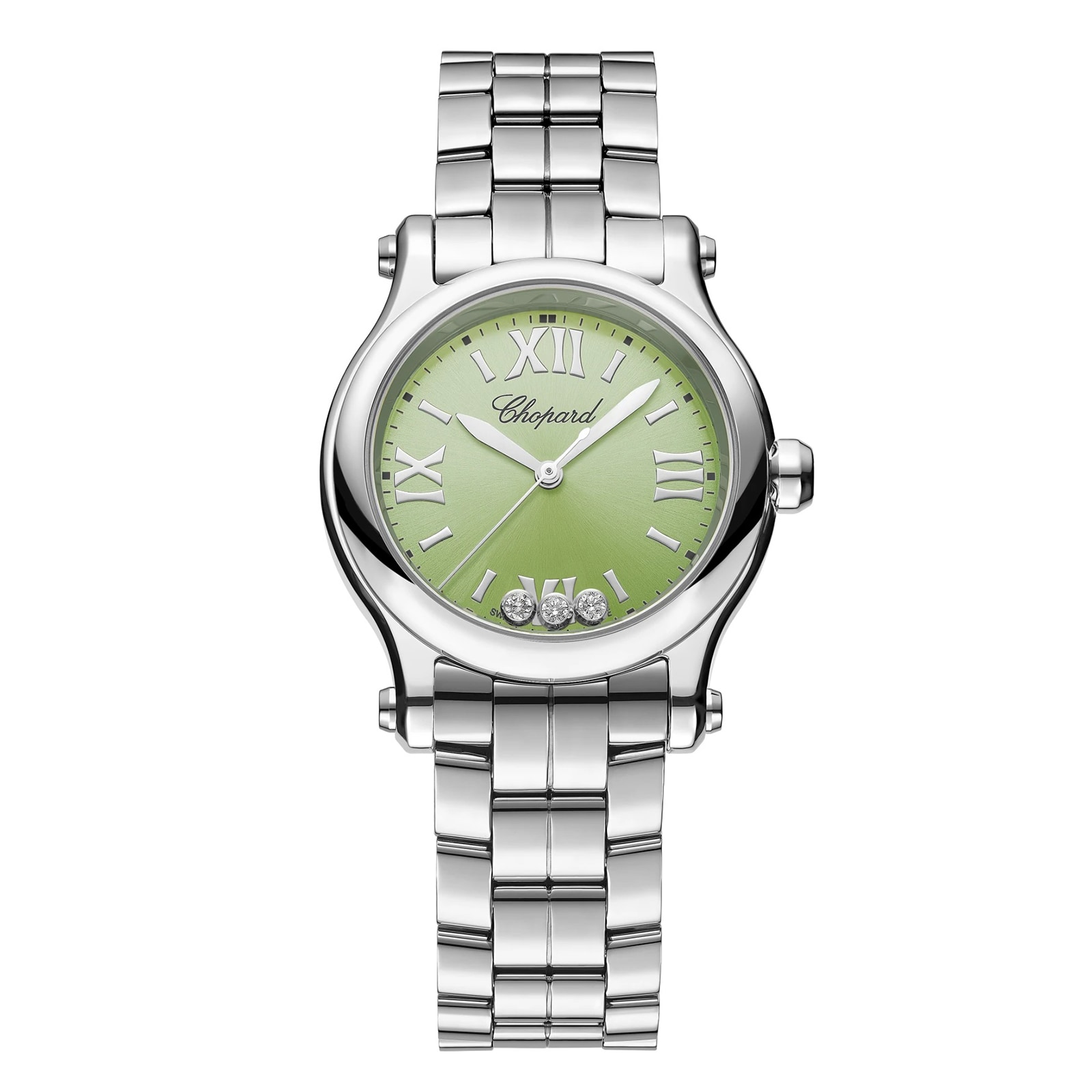 Chopard Happy Sport 30mm, Quartz, Lucent Steel™, Diamonds - Green
